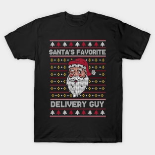 Santa's Favorite Delivery Guy // Funny Ugly Christmas Sweater // Delivery Driver Holiday Xmas T-Shirt